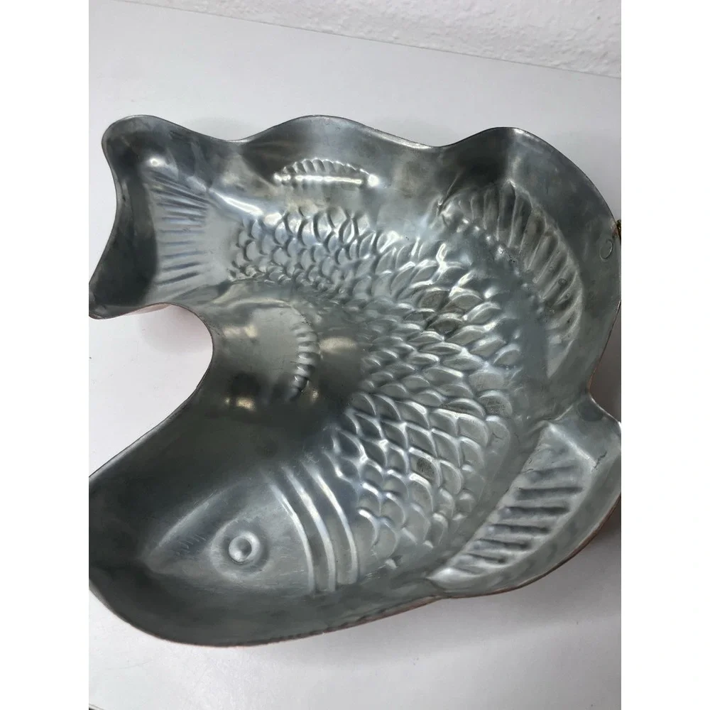 Solid‎ Copper Embossed Fish Koi Jello Baking Mold Made In Korea 8x9